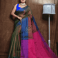 Cotton Silk Saree with Olive Green -005 - indeloom