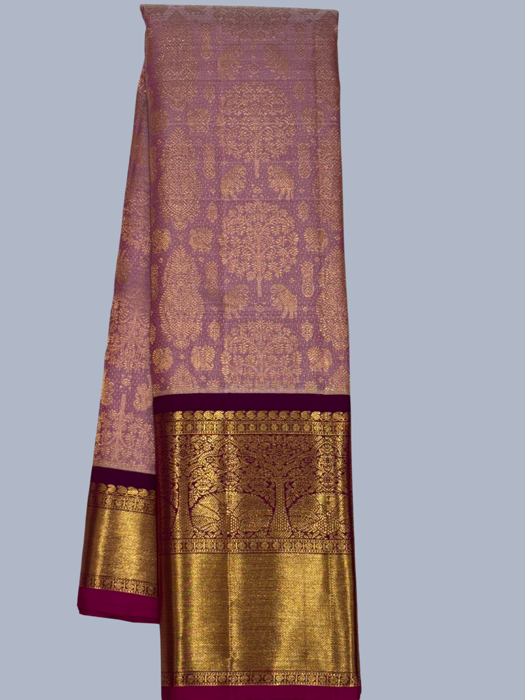 Pure Handwoven Gadwal Silk Saree Purpule -204