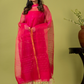 Handwoven Jamdani Muslin Unstitched 2-piece Kurti | Hot Pink