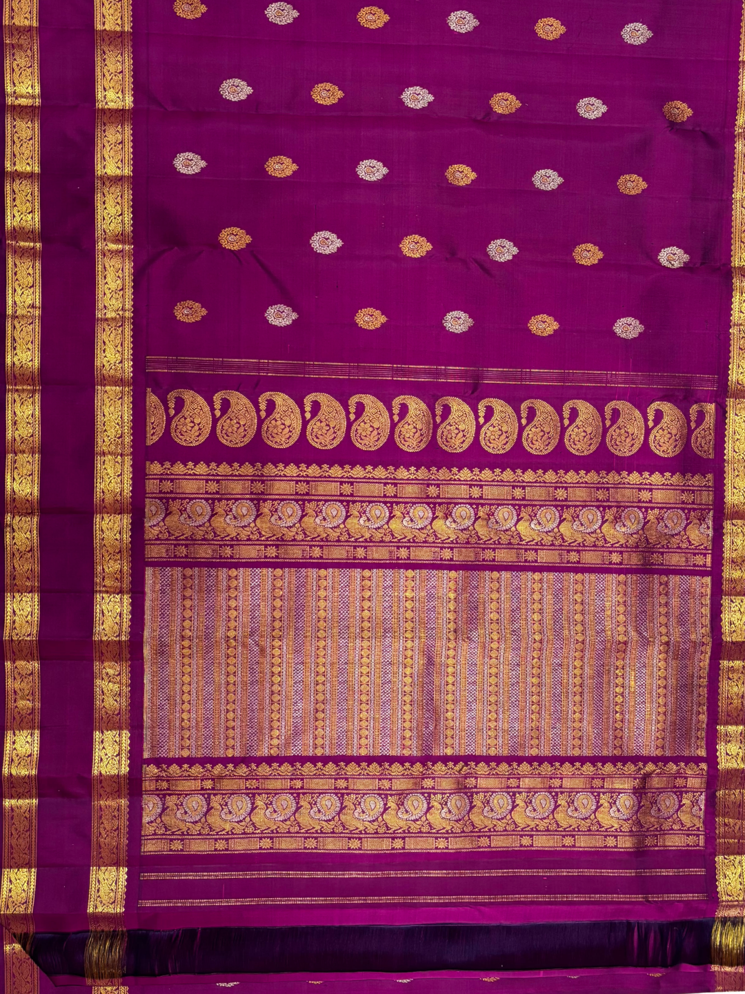 Handwoven Pure Gadwal Silk Saree  |  Mulberry Purple