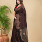 Matka Silk Jamdani Saree With Dark Brown - 022