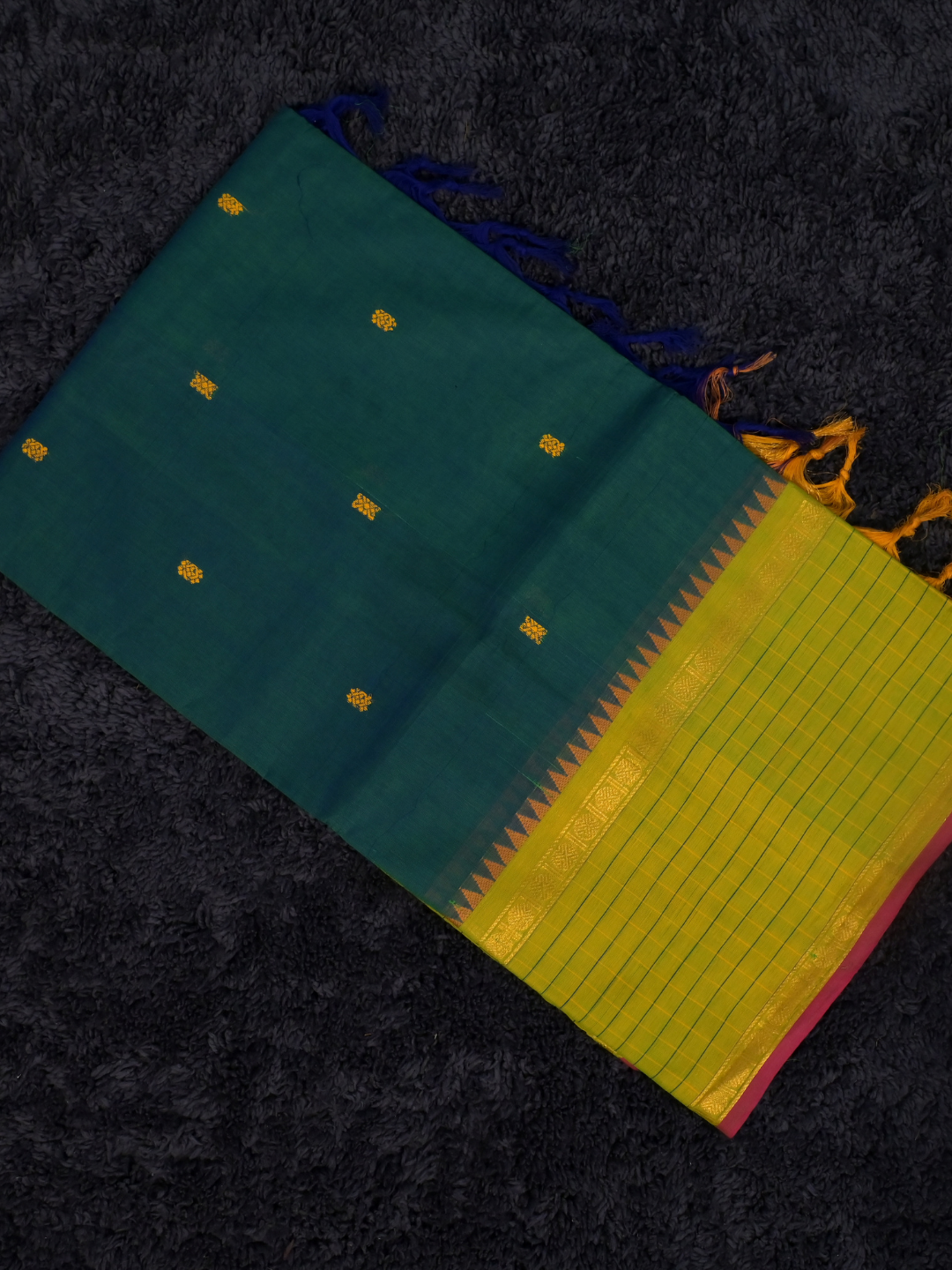 Kanchi Cotton|Aqua Green & Leaf Yellow