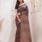 Ajrakh Exclusive Designer Modal Silk in Wine Red -052