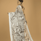 Kota Doria Handpainted Saree With Space Black - 002 - indeloom
