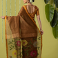 Handwoven Jamdani Linen Saree | Coffee Brown