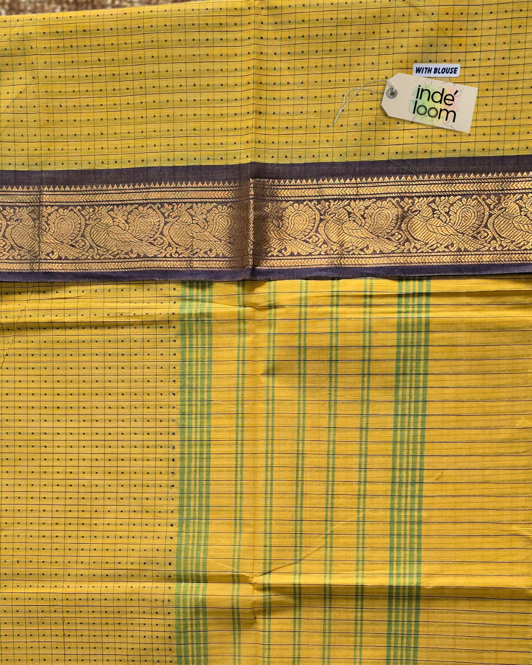 Kanchi Cotton|Marigold Yellow & Purple