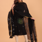 Super Black Linen Jamdani 2-Piece Set Kurti & Dupatta (UNSTITCHED) - 062