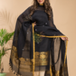 Rich Black Cotton Linen 2-Piece Set Kurti & Dupatta (UNSTITCHED) - 021