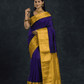 Pure Handloom Korvai Saree | Navy Blue and Golden Yellow