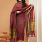 Maroon with Golden color Jamdani 2-Piece Set Kurti & Dupatta (UNSTITCHED) - 157