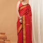 Linen Sequin Jamdani Saree With Apple Red-003