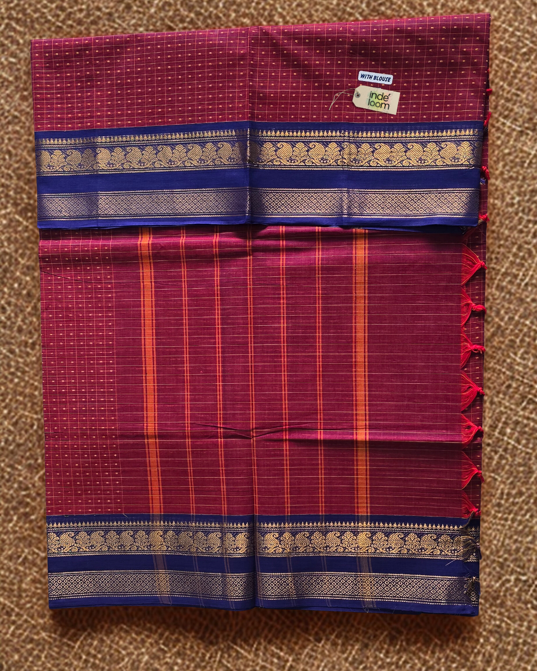 Kanchi Cotton|Maroon & Blue