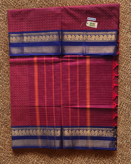 Kanchi Cotton|Maroon & Blue
