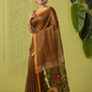 Handwoven Jamdani Linen Saree | Coffee Brown