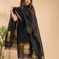 Rich Black Cotton Linen 2-Piece Set Kurti & Dupatta (UNSTITCHED) - 021