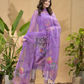 Lavender Purple Jamdani 2-Piece Set Kurti & Dupatta (UNSTITCHED) -723
