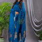 Classic Blue Cotton Linen  2-Piece Set Kurti & Dupatta (UNSTITCHED) - 120