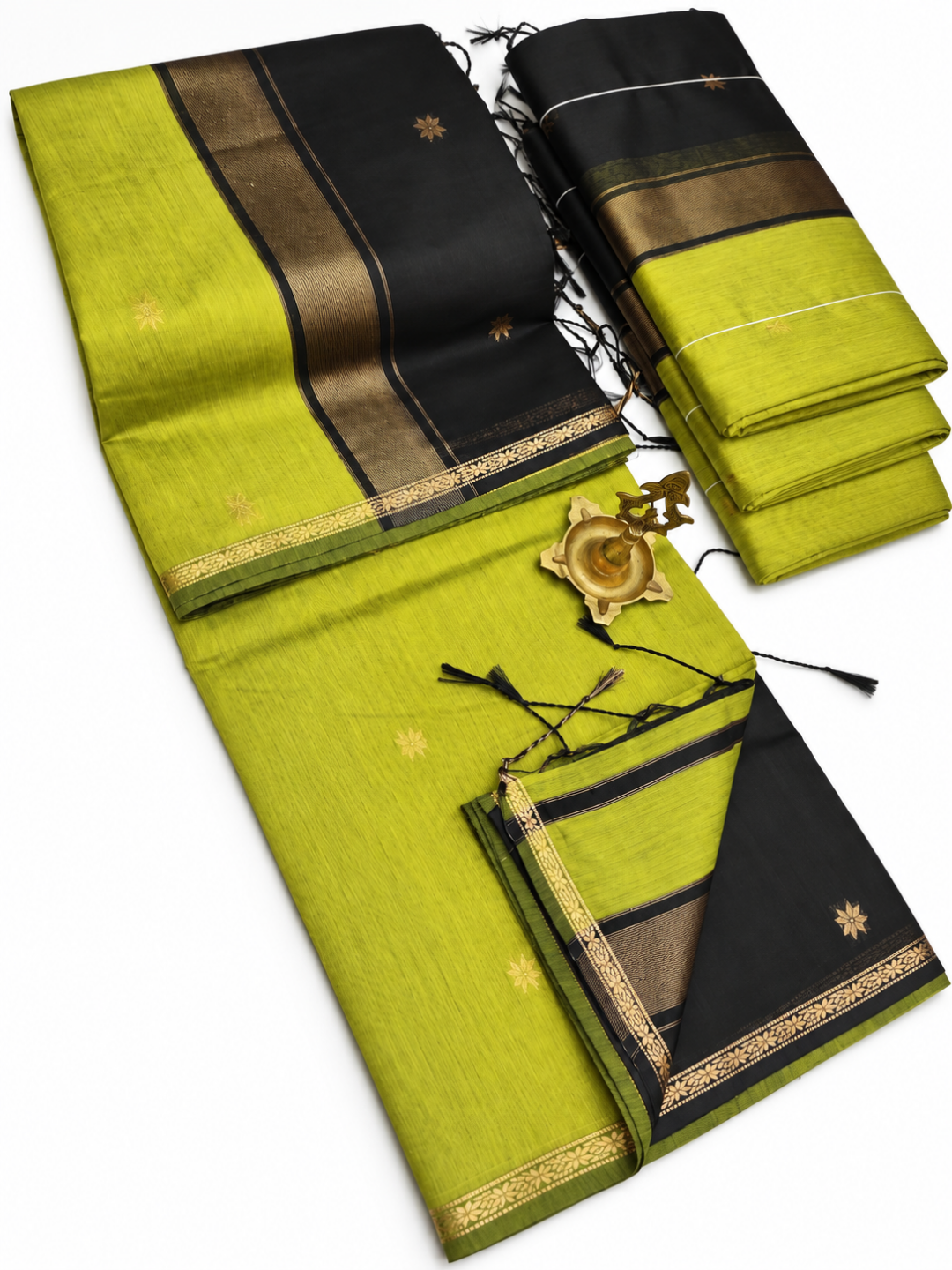 Maheshwari Silk Cotton Saree – Festive Elegance |  Olive Green