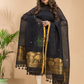 Rich Black Cotton Linen 2-Piece Set Kurti & Dupatta (UNSTITCHED) - 021