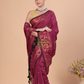Cotton Silk Jamdani Saree With Wine Red- 129