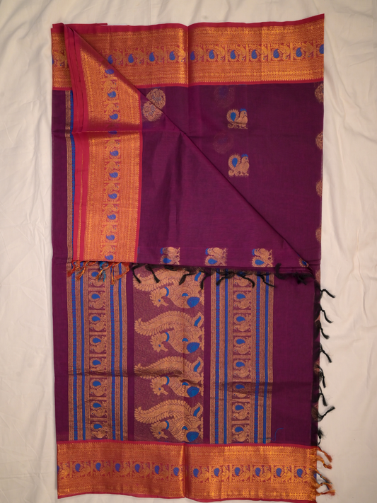 Kanchi Cotton|Purple & Pink