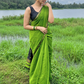 Maheshwari Silk Cotton Saree – Festive Elegance | Parrot Green