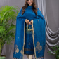 Classic Blue Cotton Linen  2-Piece Set Kurti & Dupatta (UNSTITCHED) - 120