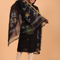 Super Black Linen Jamdani 2-Piece Set Kurti & Dupatta (UNSTITCHED) - 062