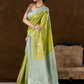 Classic Benarasi Semi Silk Saree | Lime Green