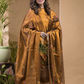 Mustard Yellow Pure Metalic linen suit 2 piece Set Kurti & Dupatta (UNSTITCHED)-622