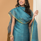 Linen Jamdani Unstitched 2-Piece Kurti  |  Navy Blue