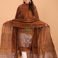 Umber Brown Tissue Linen Jamdani 2-Piece Set Kurti & Dupatta (UNSTITCHED) - 091