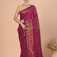 Cotton Silk Jamdani Saree With Wine Red- 129
