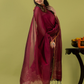 Handwoven Jamdani cotton Unstitched 2-piece Kurti | Wine Red