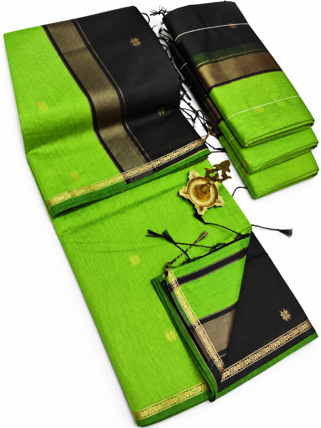 Maheshwari Silk Cotton Saree – Festive Elegance | Parrot Green
