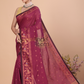 Cotton Silk Jamdani Saree With Wine Red- 129