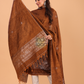 Umber Brown Tissue Linen Jamdani 2-Piece Set Kurti & Dupatta (UNSTITCHED) - 091
