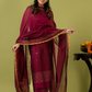 Handwoven Jamdani cotton Unstitched 2-piece Kurti | Wine Red