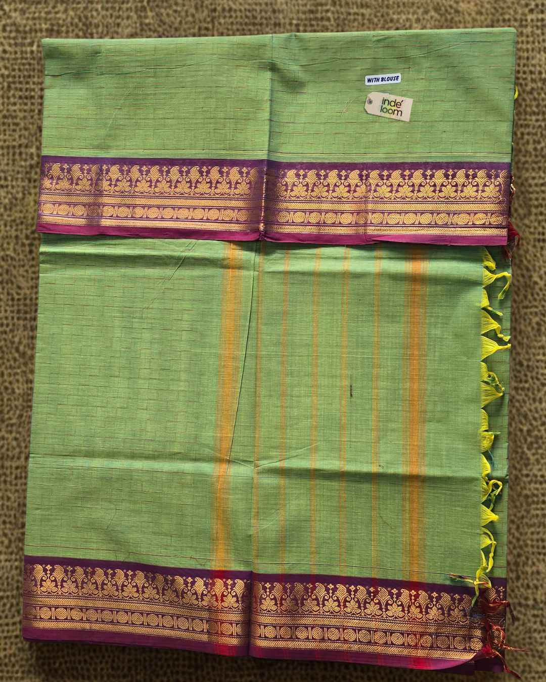 Kanchi Cotton|Aqua Green & purple