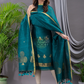Teal Blue Cotton Linen 2-Piece Set Kurti & Dupatta (UNSTITCHED) - 121