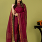 Handwoven Jamdani cotton Unstitched 2-piece Kurti | Wine Red