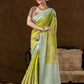 Classic Benarasi Semi Silk Saree | Lime Green