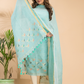 Sky Blue Cotton Linen 2-Piece Set Kurti & Dupatta (UNSTITCHED) - 117