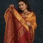 Pure Handloom Korvai Mayil-Chakram Saree in Golden Yellow - 144