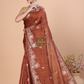 Cotton Silk Jamdani Saree With Red Brown- 130