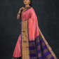 Pure handloom Korvai Silk Cotton Saree in Magenta Pink with Purple Border - 002
