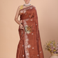 Cotton Silk Jamdani Saree With Red Brown- 130