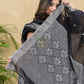 Coal Black Mercerised Cotton Baluchari 2-Piece Set Kurti Dupatta (UNSTITCHED)-889