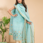 Sky Blue Cotton Linen 2-Piece Set Kurti & Dupatta (UNSTITCHED) - 117