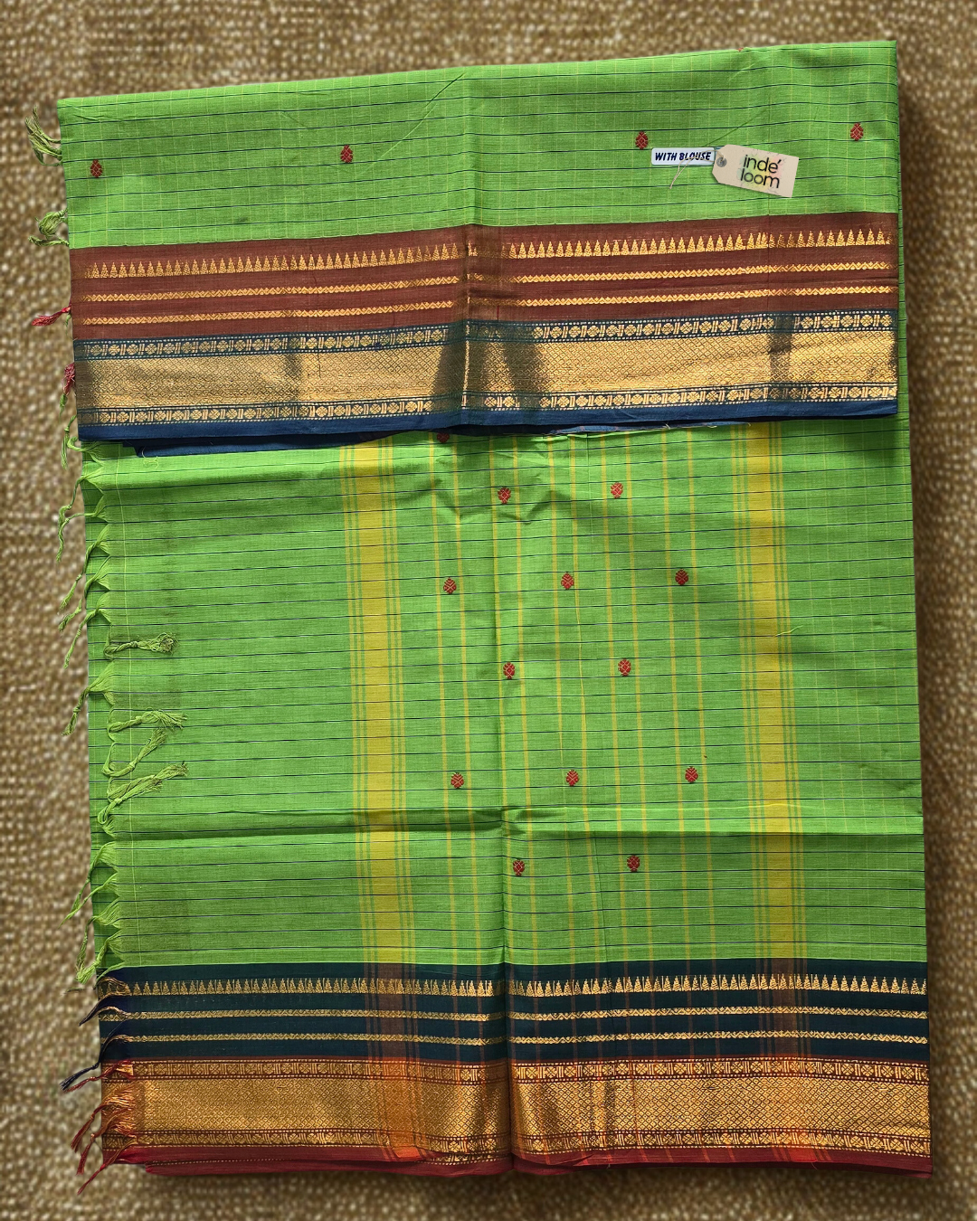 Kanchi Cotton|Green & Teal Blue